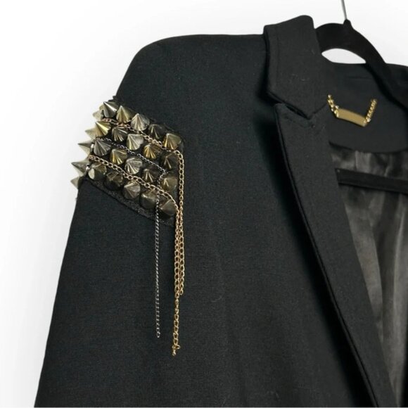 Studio F Black Blazer with Studded Shoulder Detail - Picture 3 of 8
